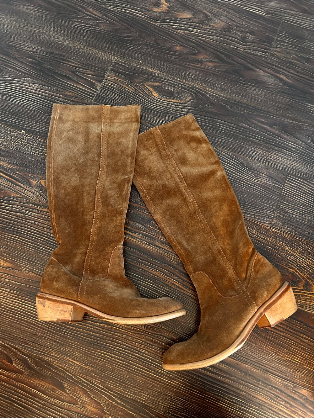 ALDO Knee High Suede Pull on Boots Brown 37 Neutral Western Autumn Fall Boho